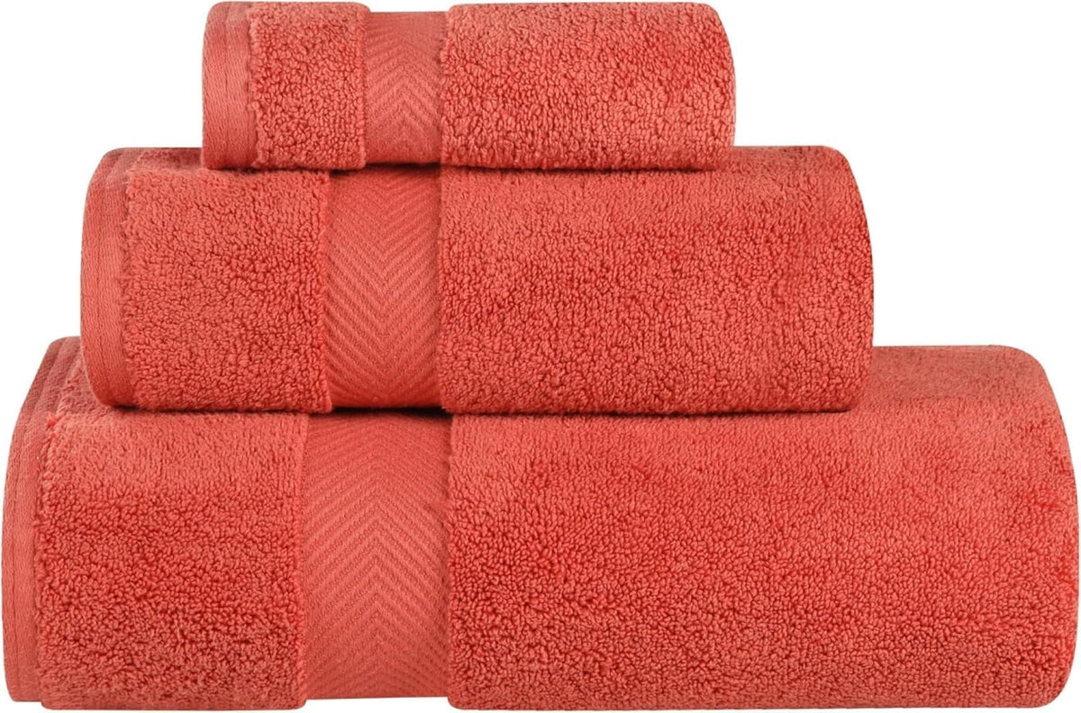 Superior Collection 100% Zero Twist Cotton Super Soft and Absorbent 3-Piece Towel Set, Brick - image 1