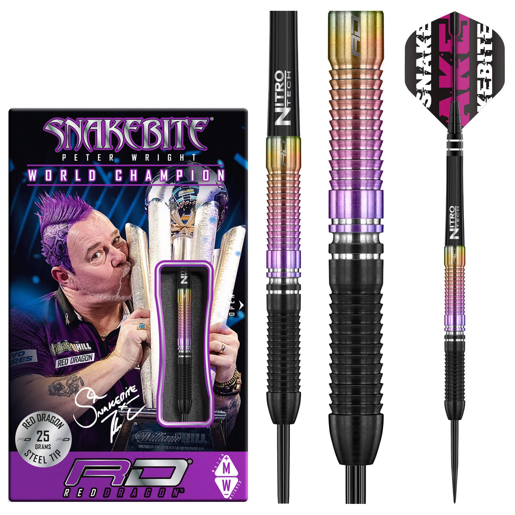 Red Dragon Snakebite 2020 World Champion 25g Tungsten Darts Set
