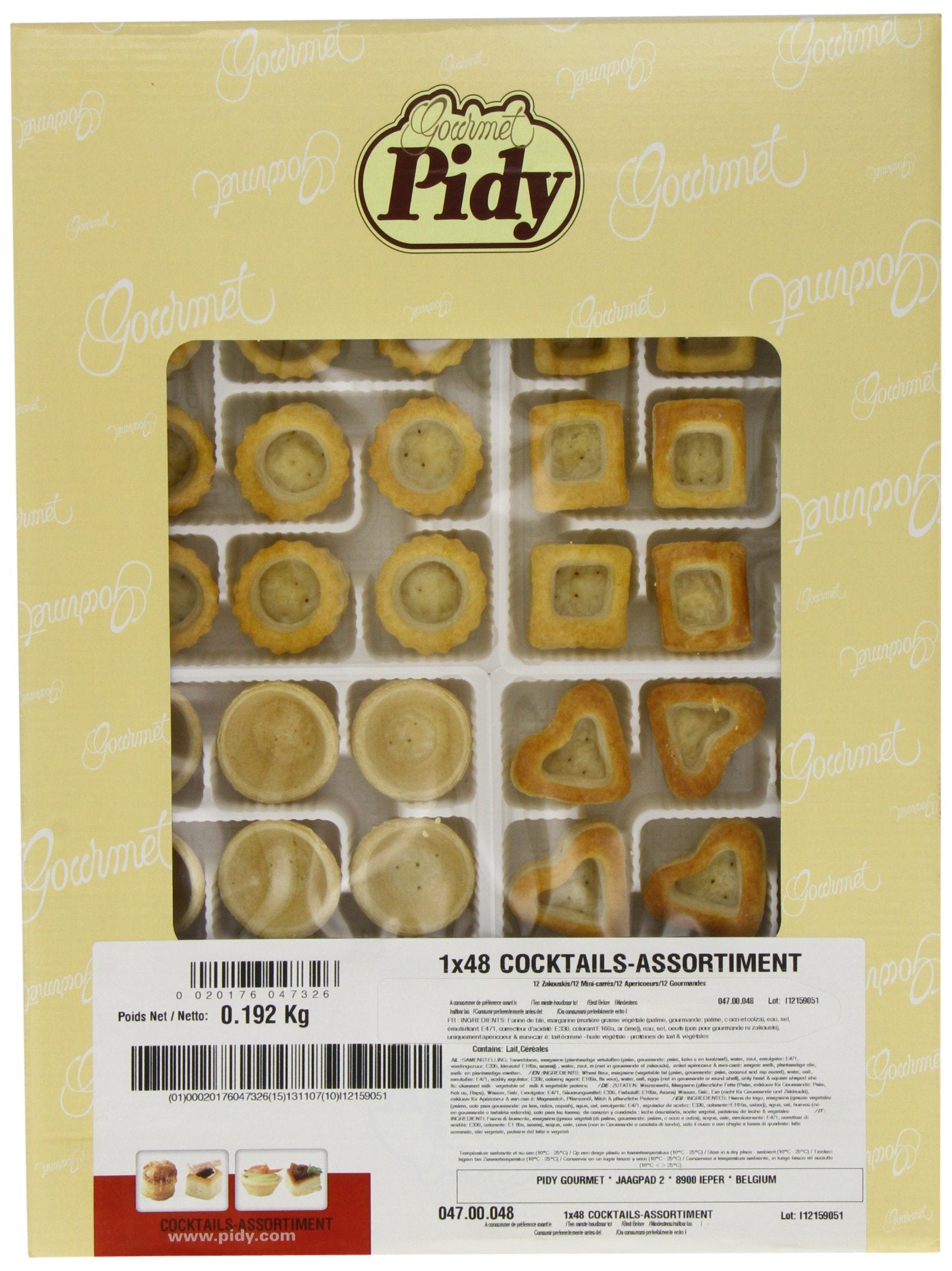 Pidy Cocktail Assortment Mini Puff Pastry - 48 Piece Gourmet Canapes
