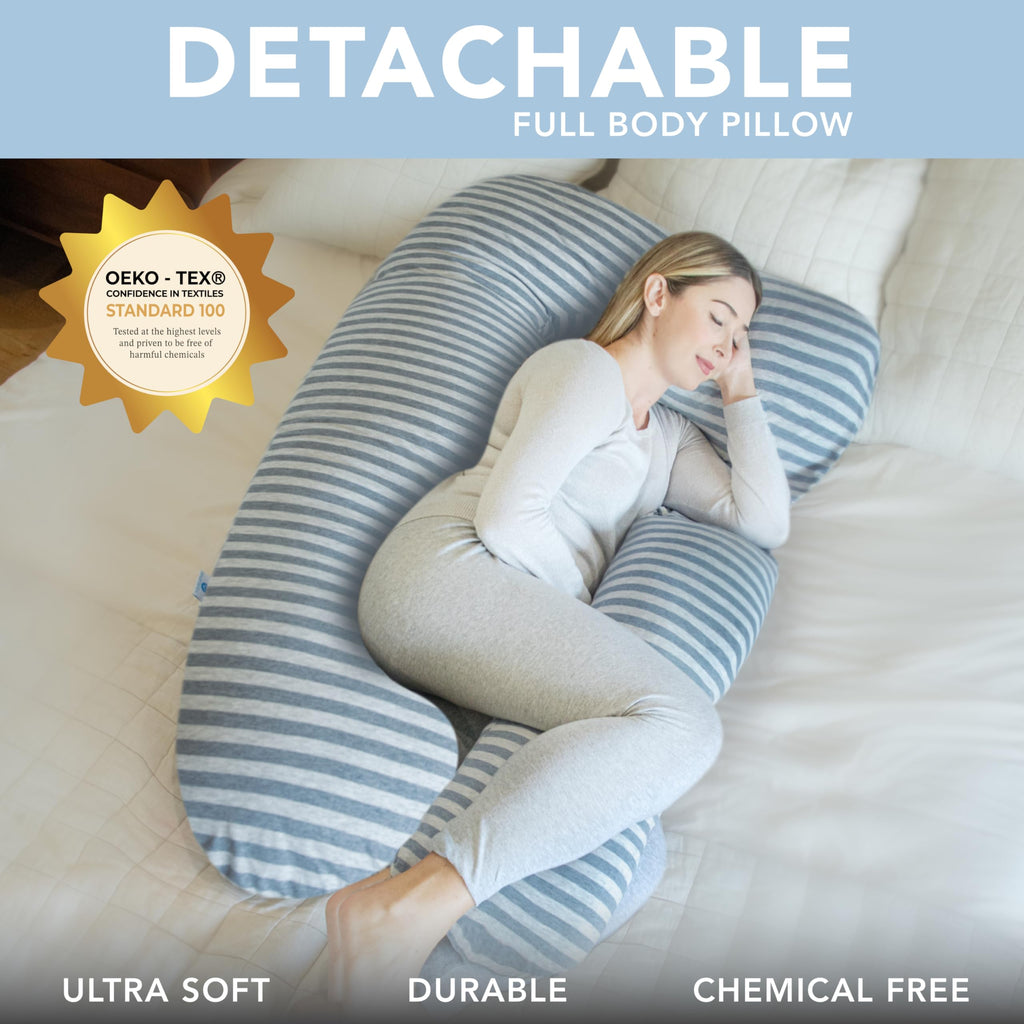 PharMeDoc U-Shape Full Body Pregnancy Pillow - Jersey Cover, Silver Moon