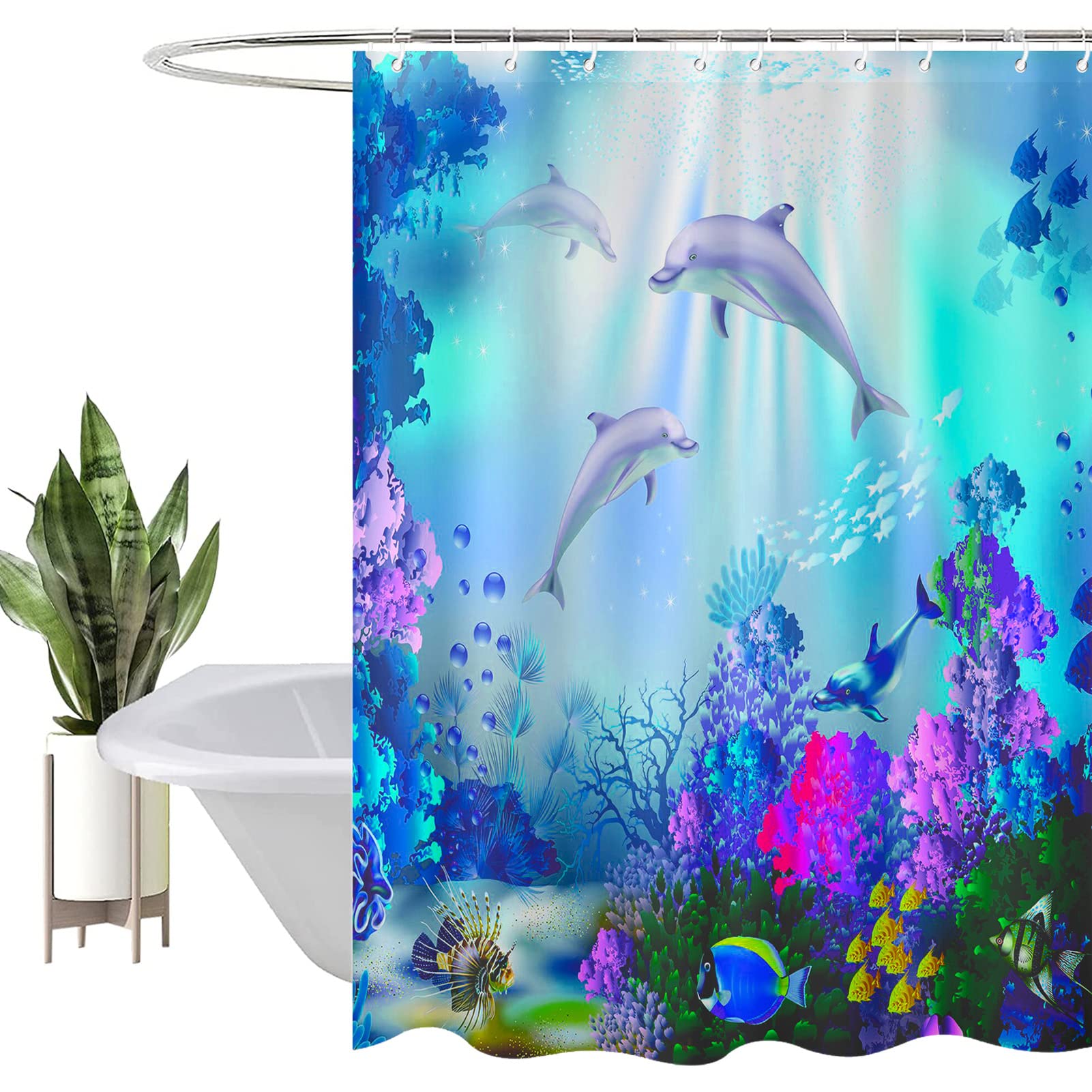 HEYOMART Waterproof Shower Curtain – Heavy Duty 3D Print Polyester Fabric