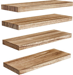 Pipishell Floating Shelves – 40cm Paulownia Wood Wall Shelves, Set of 4