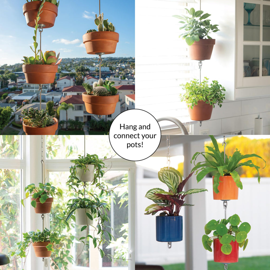 SkyPots Vertical Garden Pot Hanger Kit - 2 Pack Stainless Steel Hooks