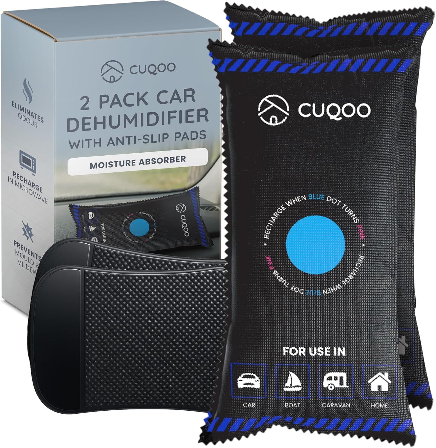 CUQOO Car Dehumidifier Bag – Reusable Moisture Absorber with Anti-Slip Mat