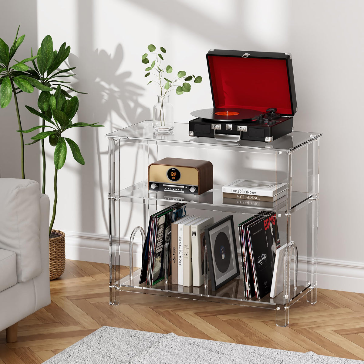 solaround Clear Acrylic Record Player Stand, with Vinyl Records Storage - image 3