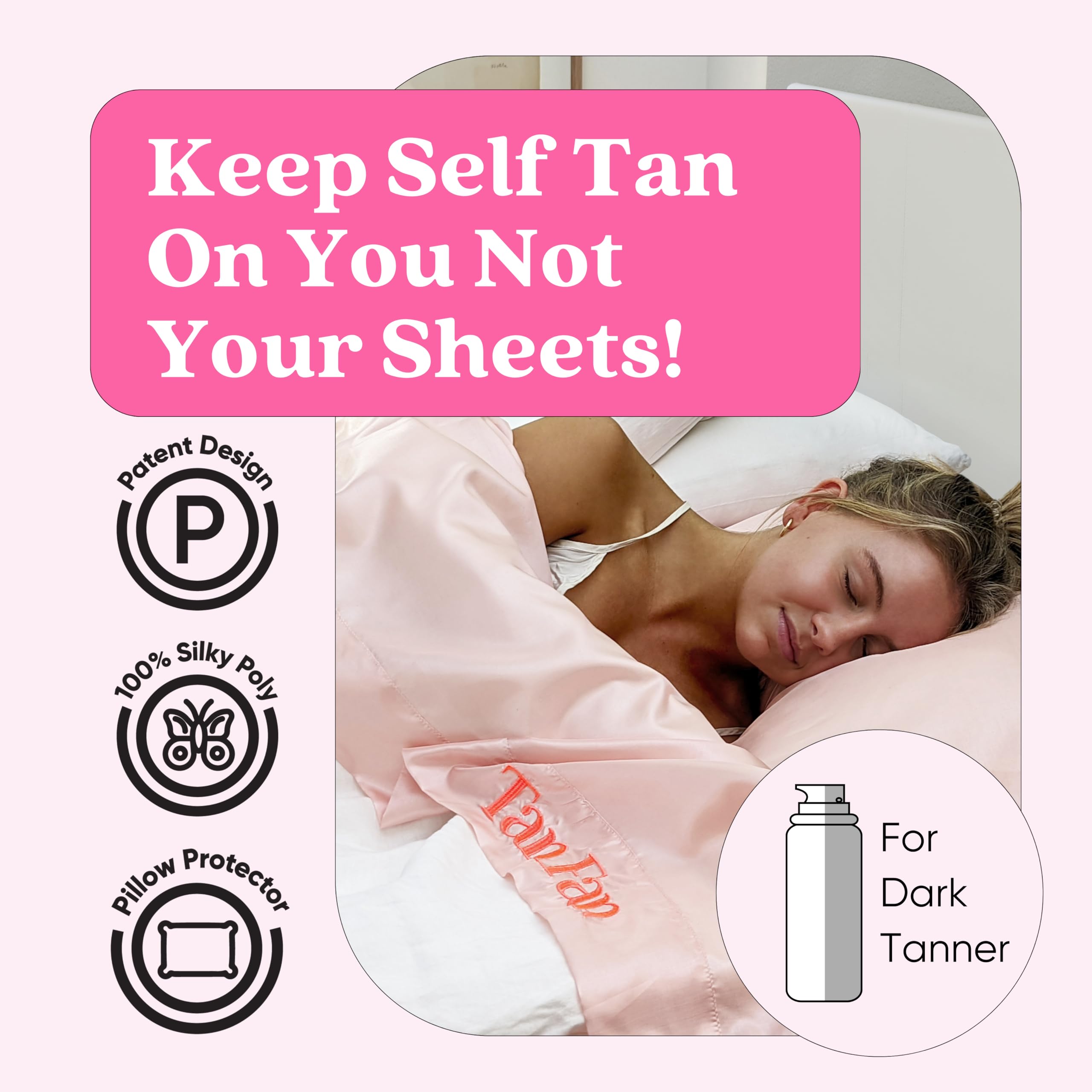 Tan Fan Self Tan Sleep Sac | Pink Cooling Silky Poly Tanning Bed Liner