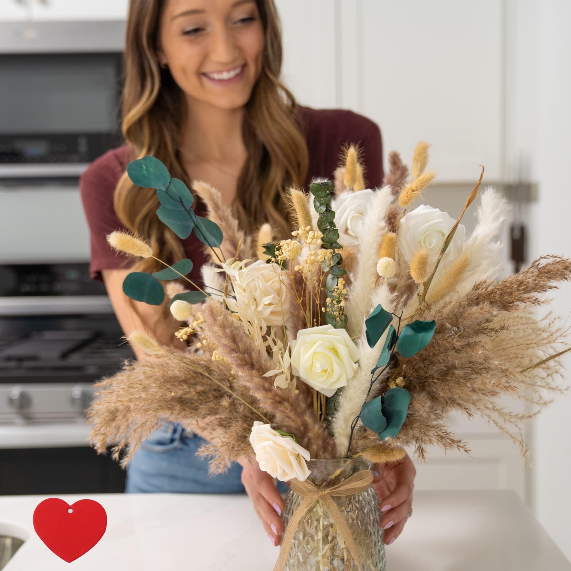 Artificial Flowers in Vase – Boho Pampas Grass Centerpiece
