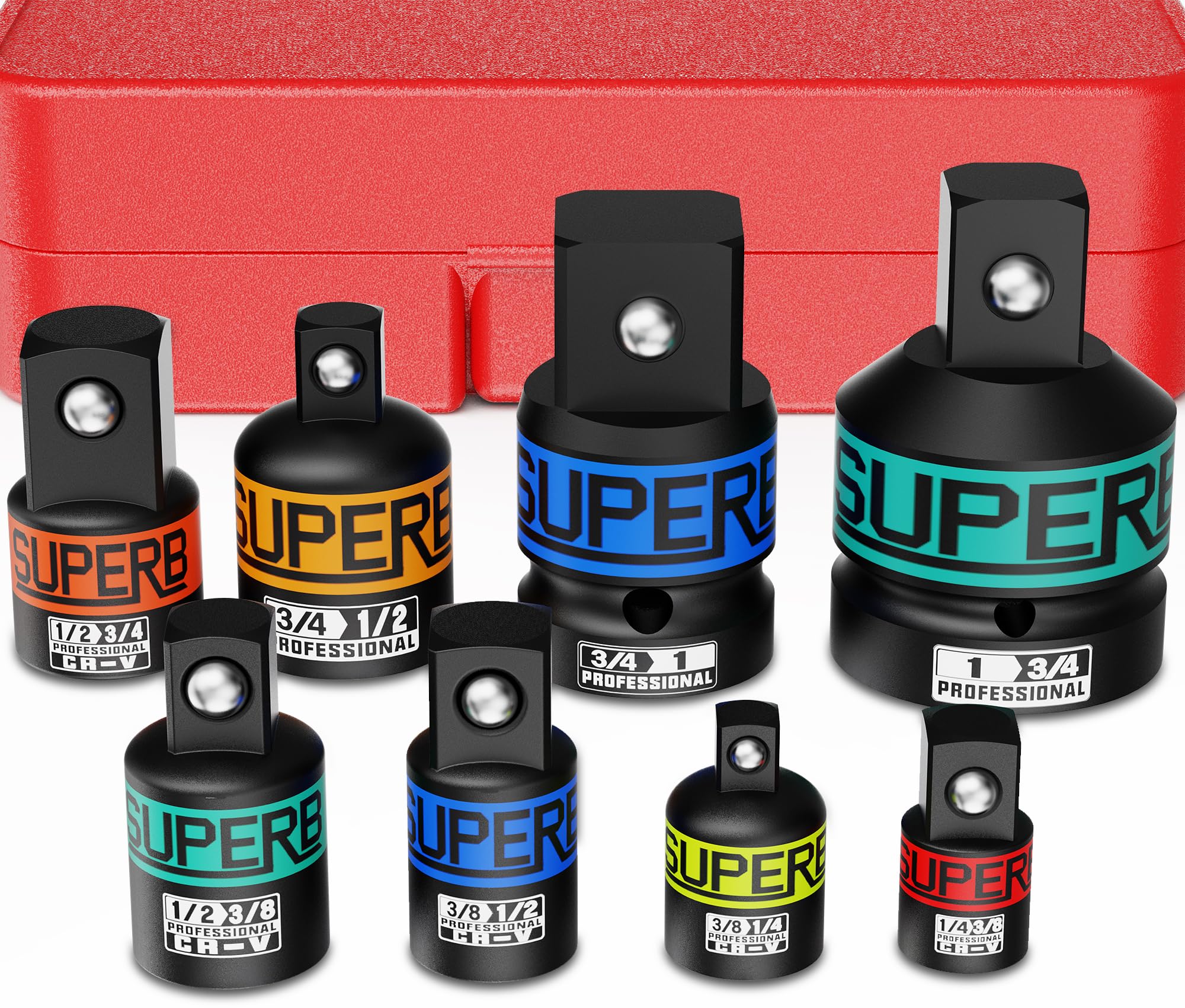 KIRXST 8-Piece Impact Socket Adapter Set | Chrome Vanadium Steel