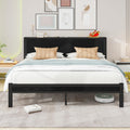 Diahomy King Metal Platform Bed Frame with Wood Headboard and Storage