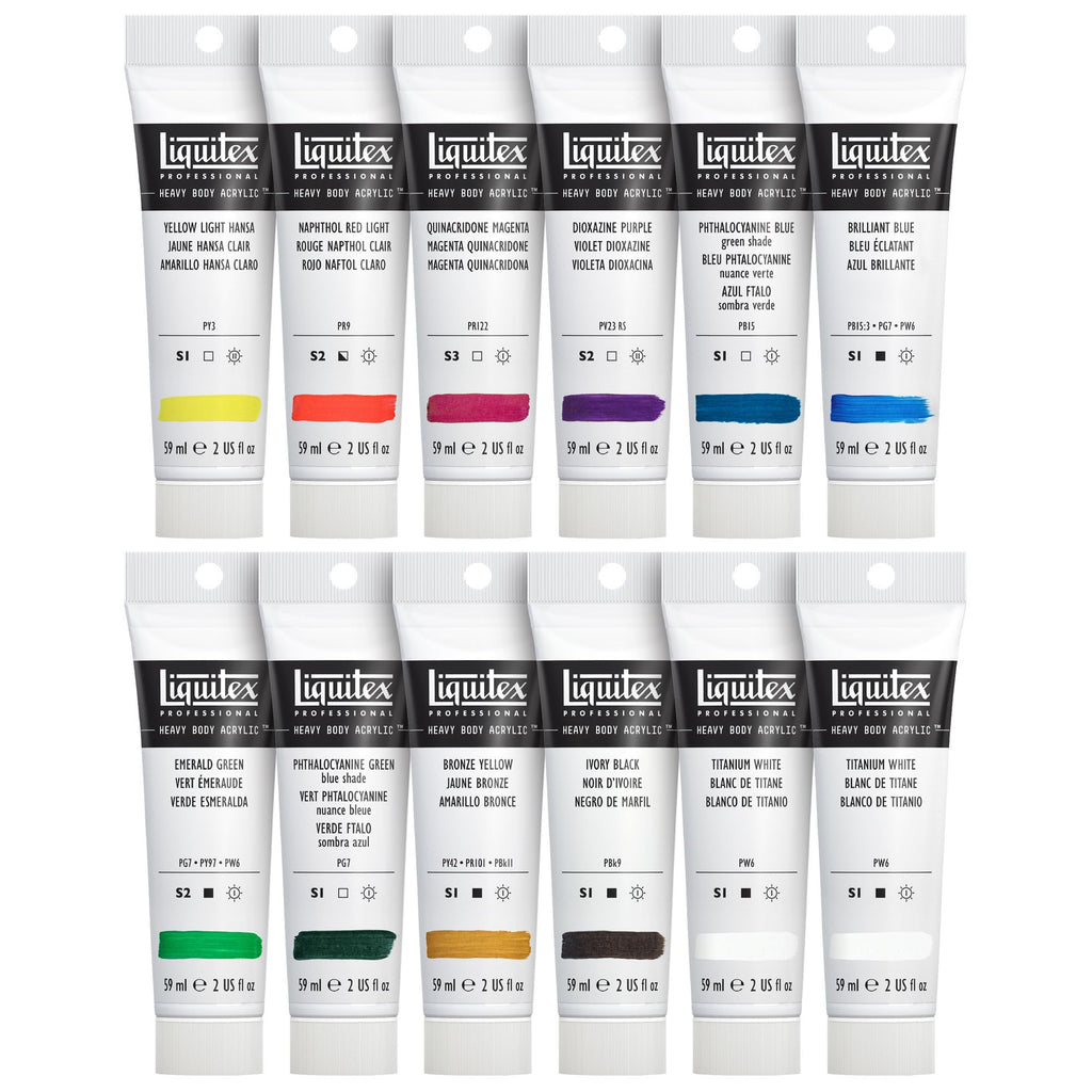 Liquitex Professional Heavy Body Acrylic Paint Set – 12 x 59ml Colors