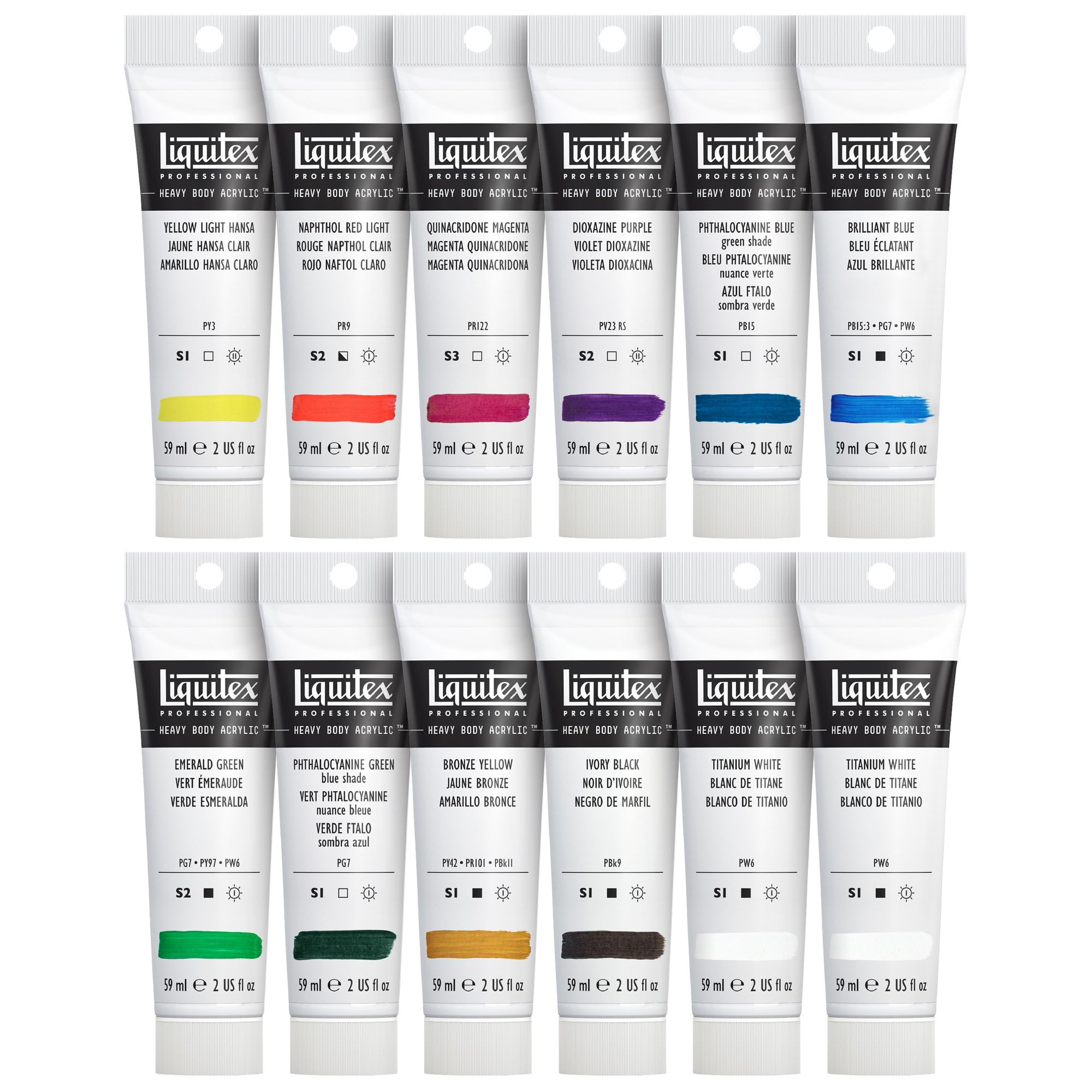Liquitex Professional Heavy Body Acrylic Paint Set – 12 x 59ml Colors
