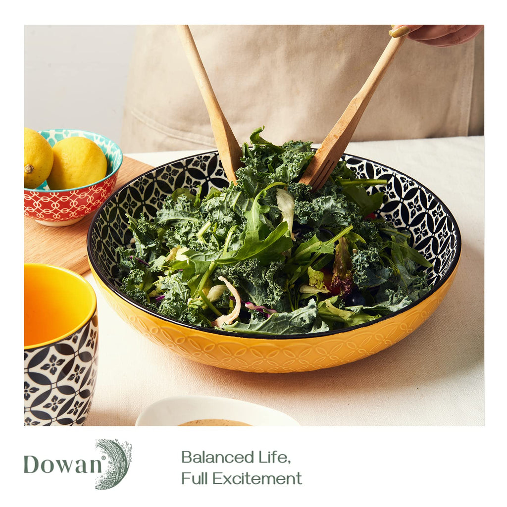 DOWAN Large Ceramic Serving Bowl - 2.9 Qt Porcelain Salad Pasta Platter
