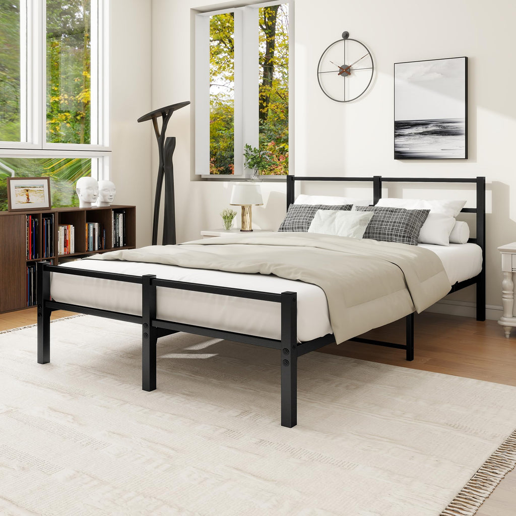MOFLUT 4ft6 Double Bed Frame with Headboard, Metal Slats Support Platform Bed Frames Double Bed with Storage Under Bed - image 2