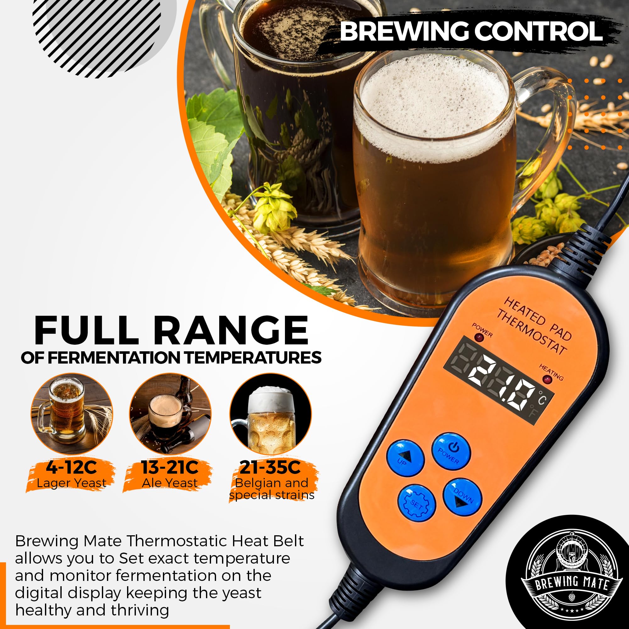 Brewing Mate Thermostatic Heat Belt for Beer and Wine Fermentation Control