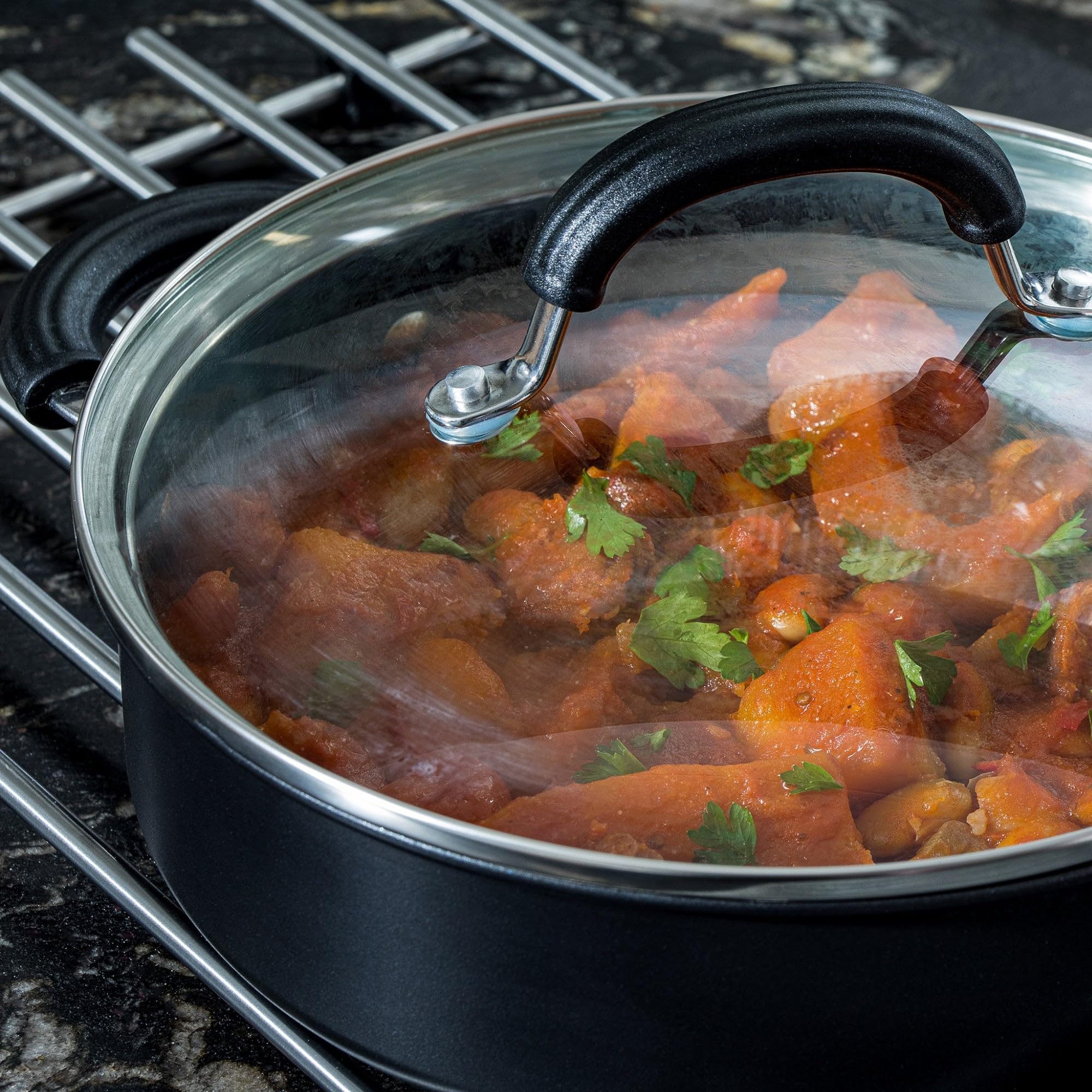 Circulon Total Non-Stick Saute Pan with Lid | 28cm Hard Anodized Induction