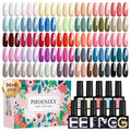Phoenixy 36 Colors Gel Nail Polish Set with Base and Top Coats – UV Kit