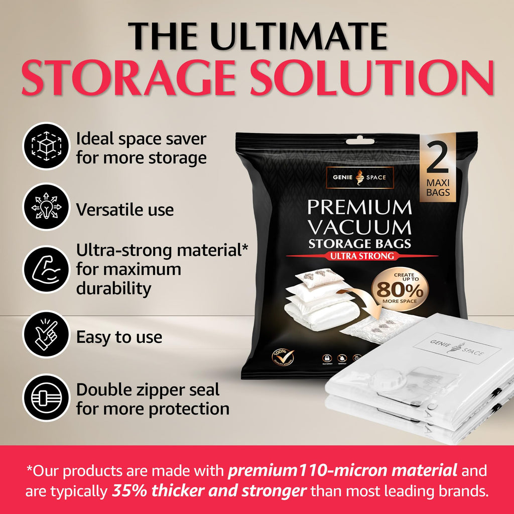 GENIE SPACE Premium Vacuum Storage Bags, Maxi 2 Pack, 110x90 cm - image 2