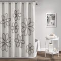 Lush Decor Ruffle Flower Shower Curtain | 72x72 Light Gray Polyester