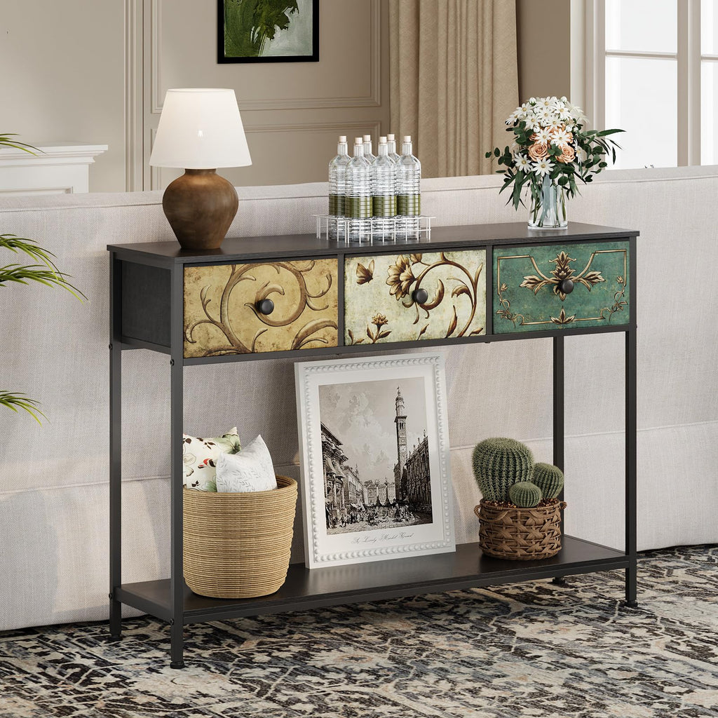 VEDECASA Console Table for Entryway with 3 Drawers Slim Hallway Table with Storage Shelf Narrow Long Sofa Table for Hallway Couch Living Room Kitchen - image 4