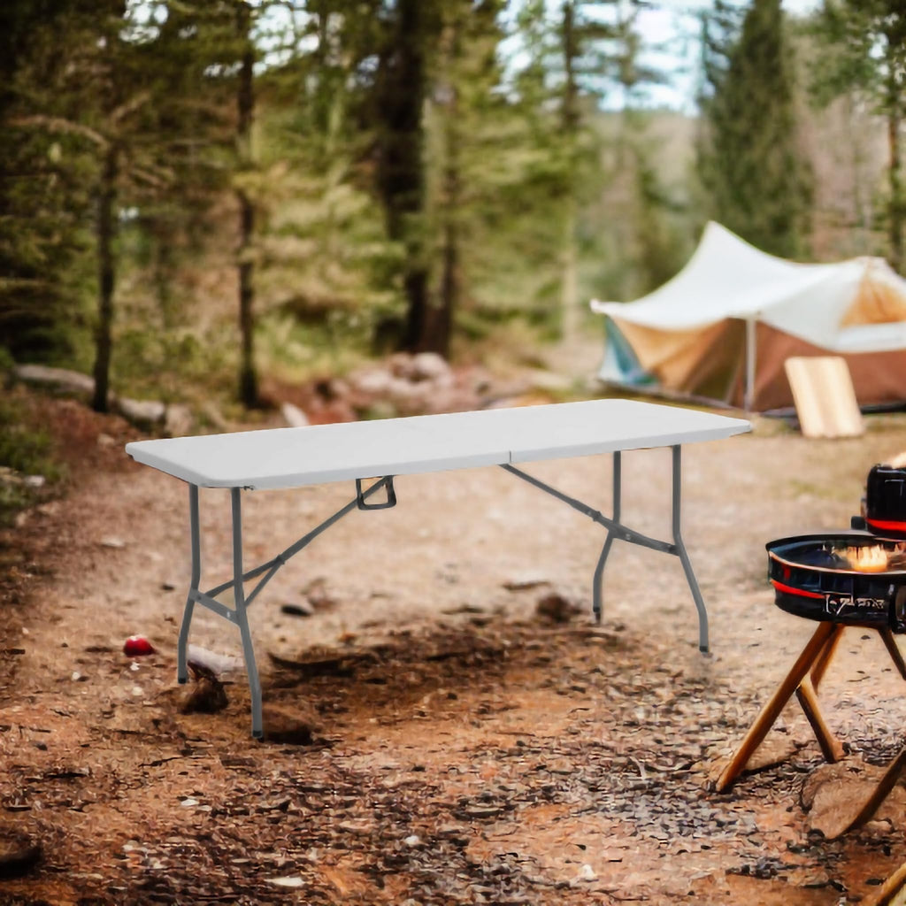 BuildRapido 6ft Folding Trestle Table – Heavy Duty Portable Picnic Table