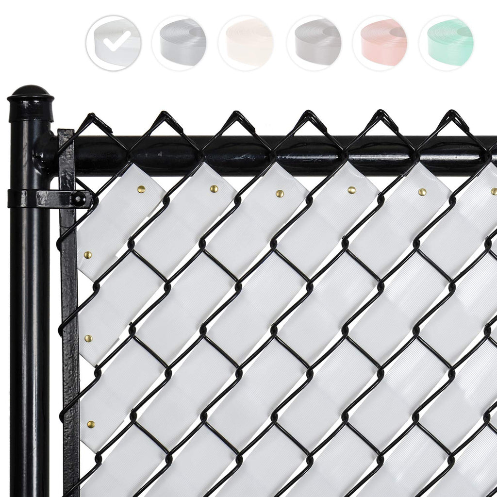 Fenpro Chain Link Privacy Fence Tape – Arctic White 250ft Roll with Fasteners