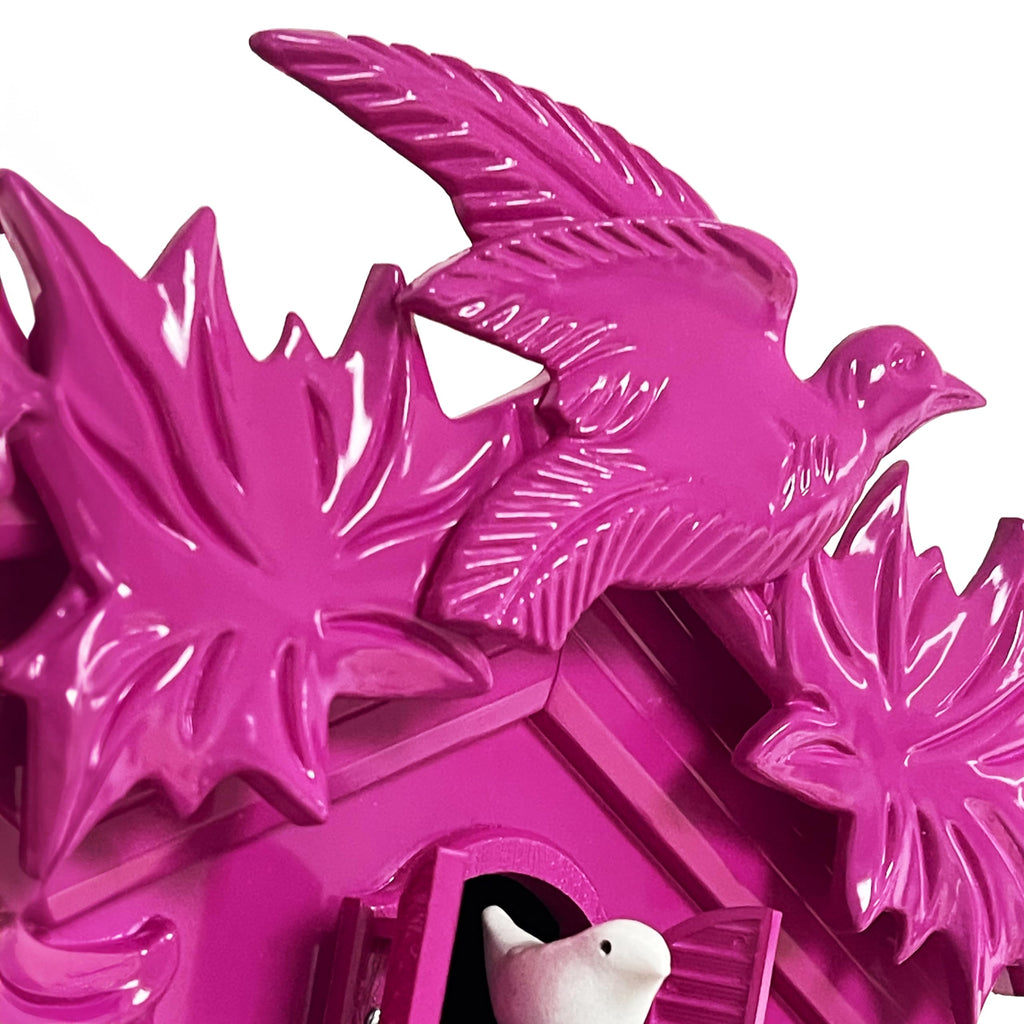 WALPLUS Pink Vintage Cuckoo Clock | Antique Style Pendulum Wall Decor