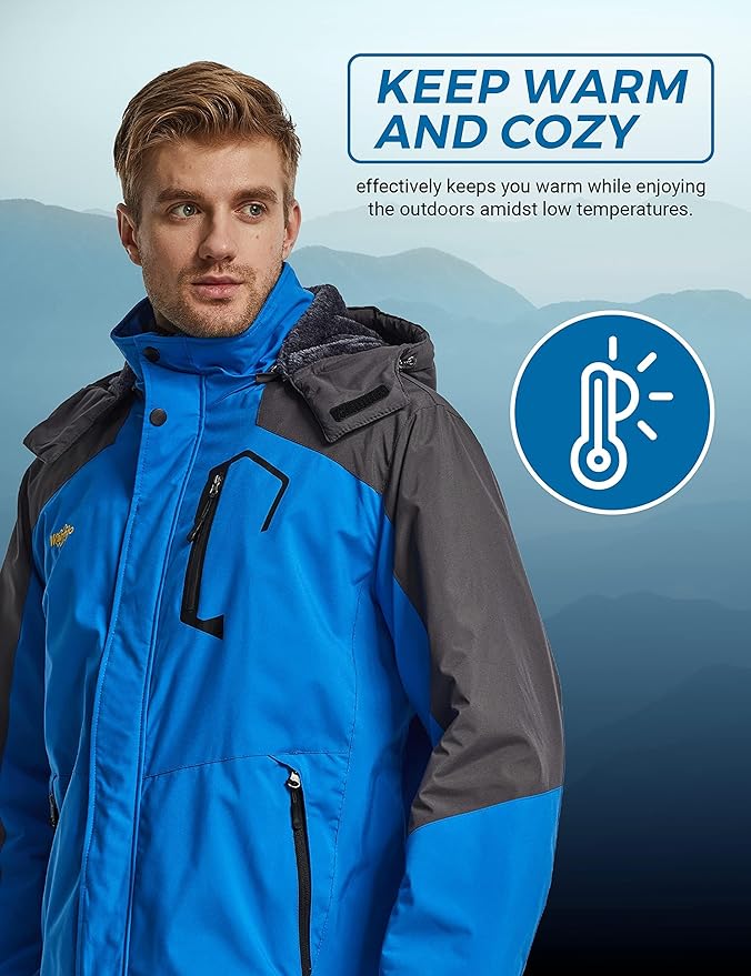 Wantdo Men's Ski Jacket | Waterproof Windproof Winter Snowboard Coat