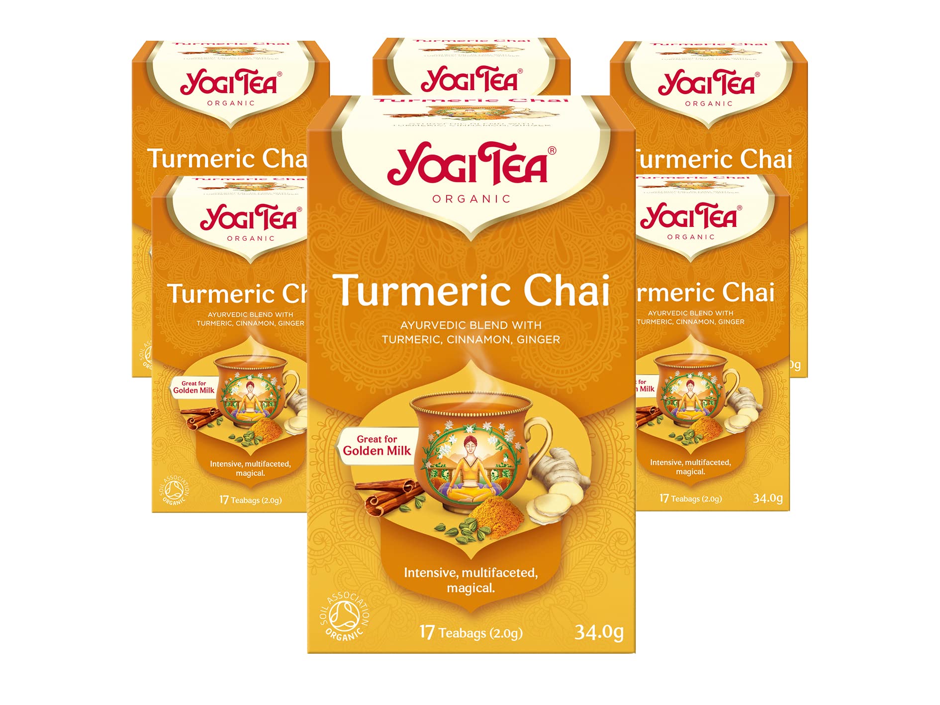 Yogi Tea Organic Turmeric Chai Herbal Tea - 102 Teabags (6 Packs)