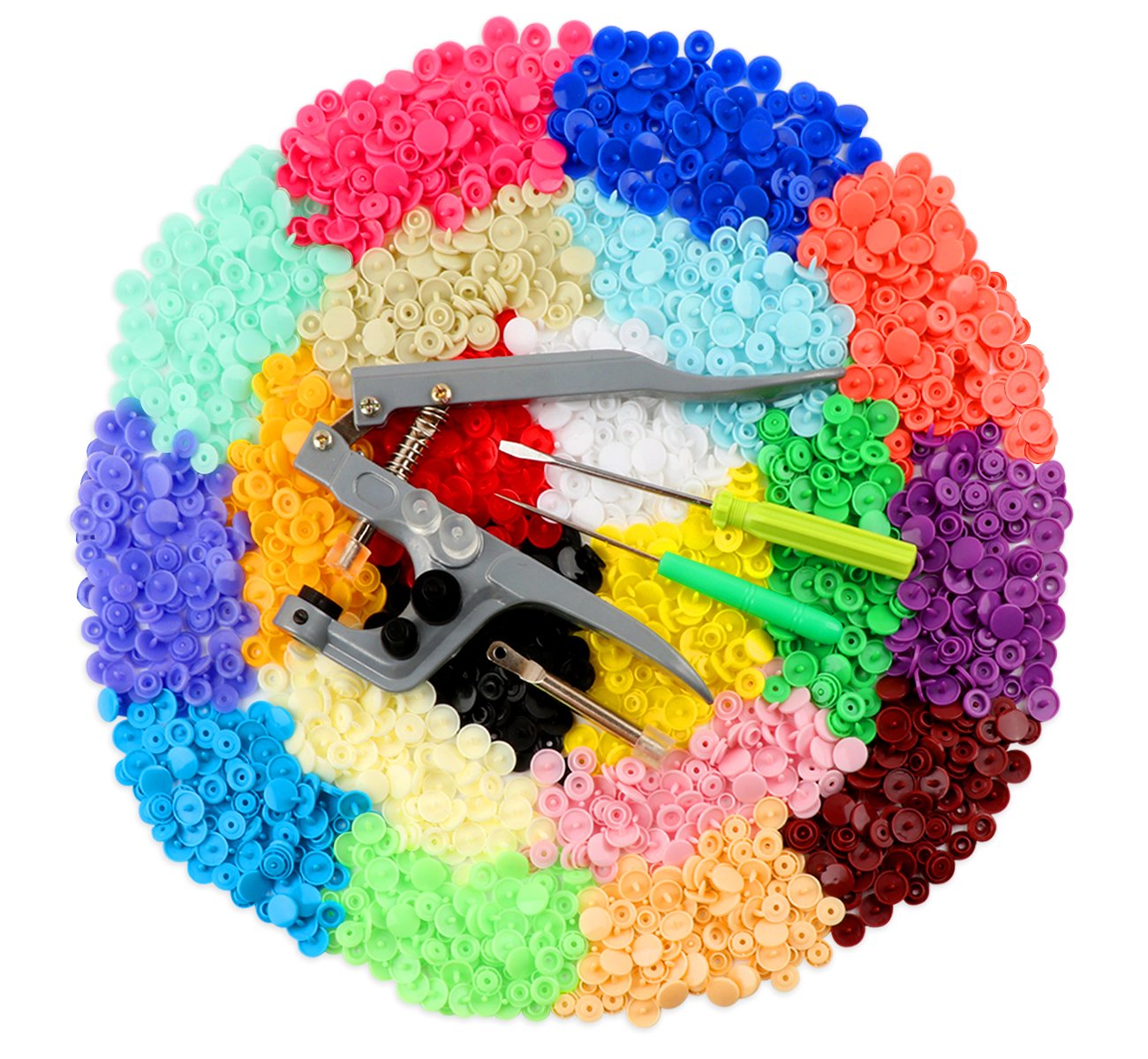 ilauke Snap Pliers and 400 Set T5 Plastic Snap Buttons - 20 Colors