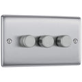 BG Electrical Triple Dimmer Switch | Brushed Steel Nexus Metal | 200W