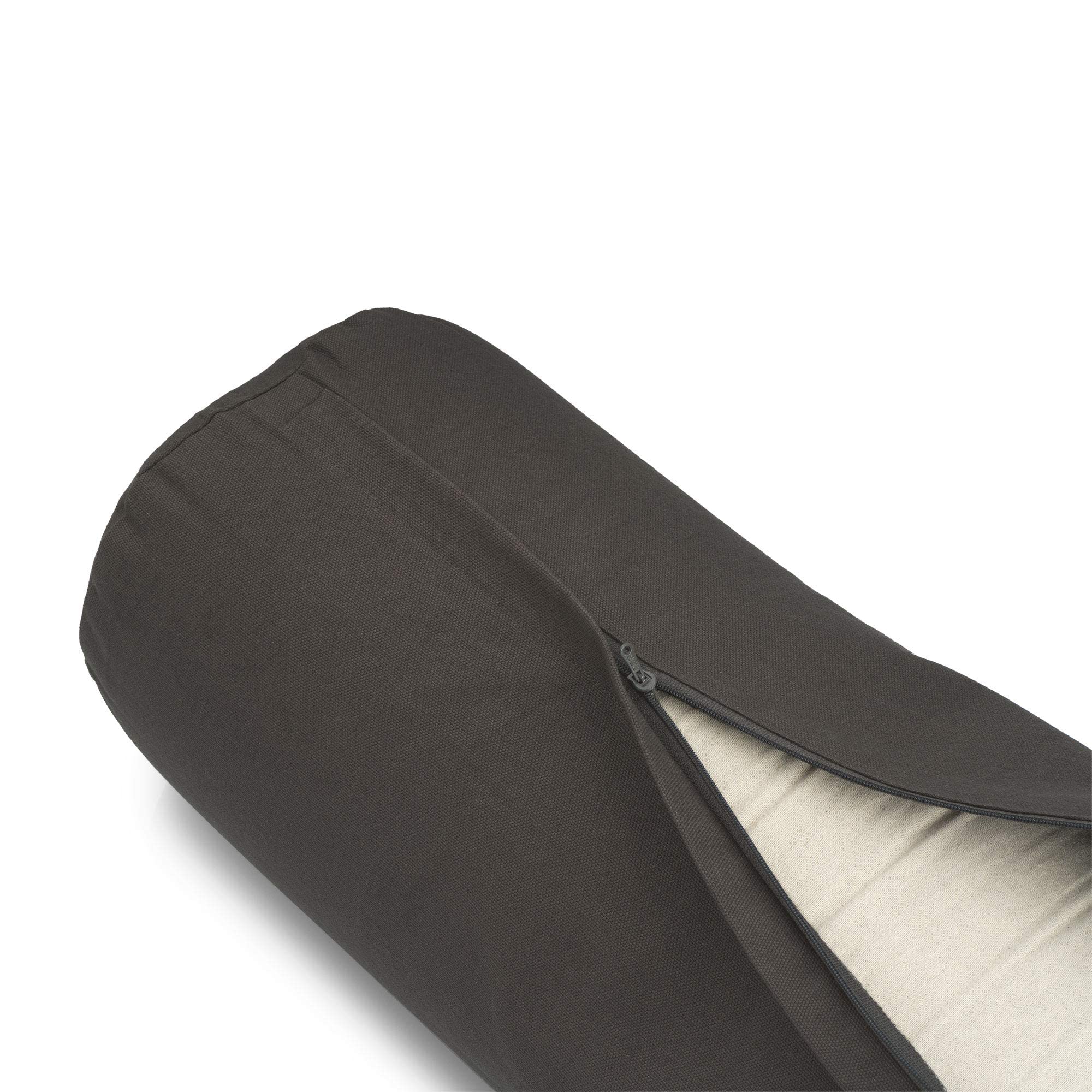 Basaho Yoga Bolster - Organic Cotton & Buckwheat Hulls - Stone, 68cm
