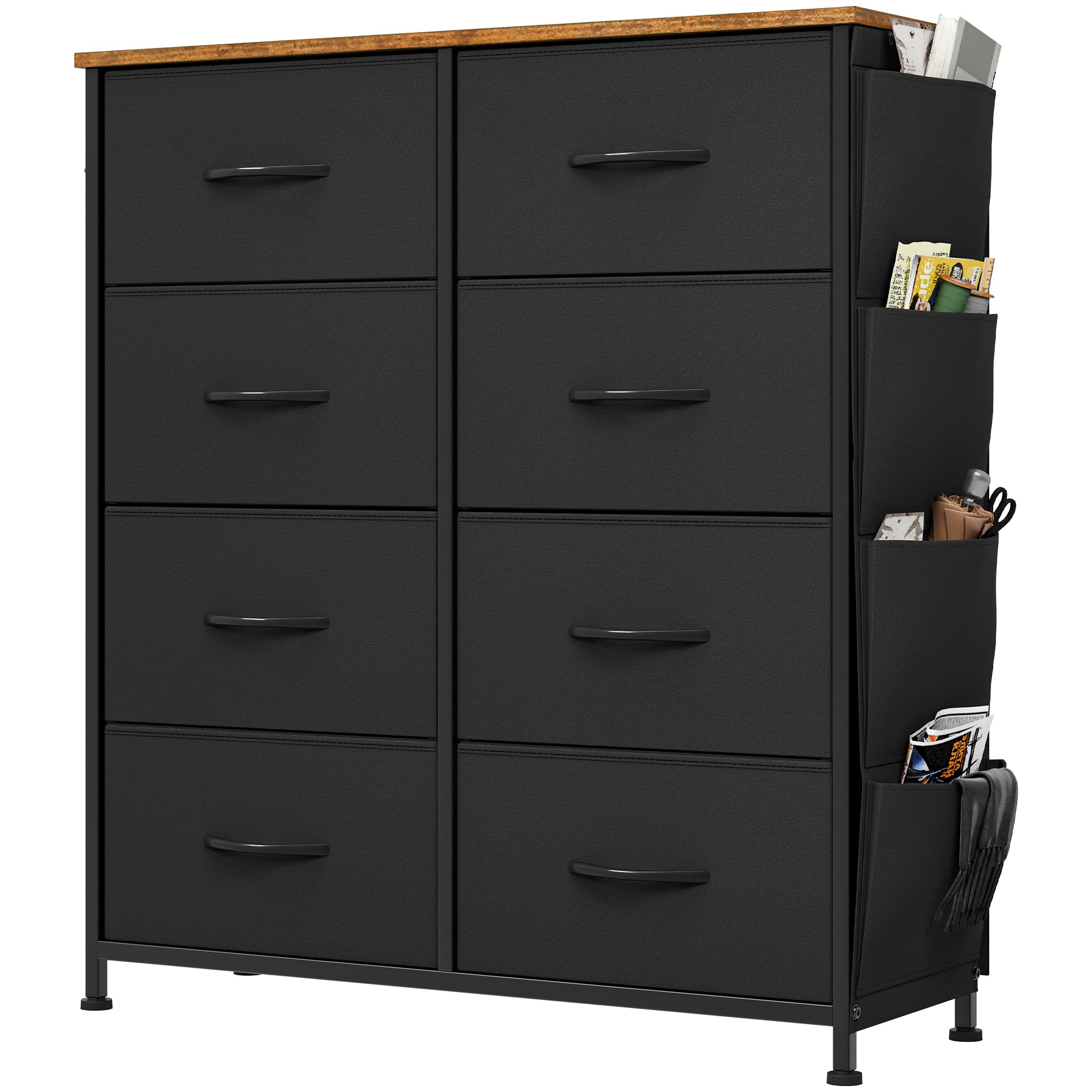 YITAHOME 8-Drawer Fabric Dresser | Metal Frame Storage Chest with Wood Top