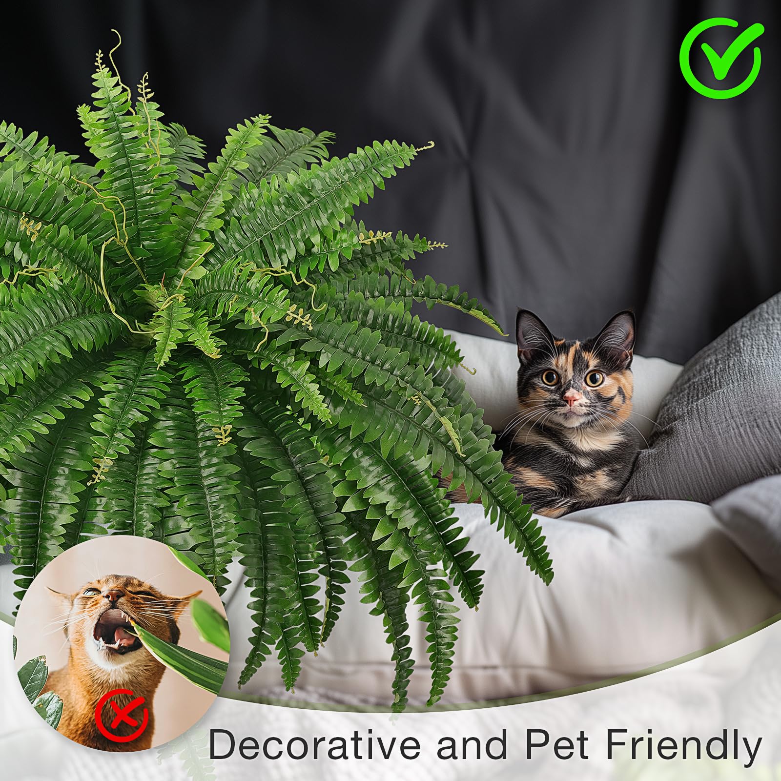 Forest Prince Artificial Boston Fern - 42-Inch Large Faux Plants (2 Pack)