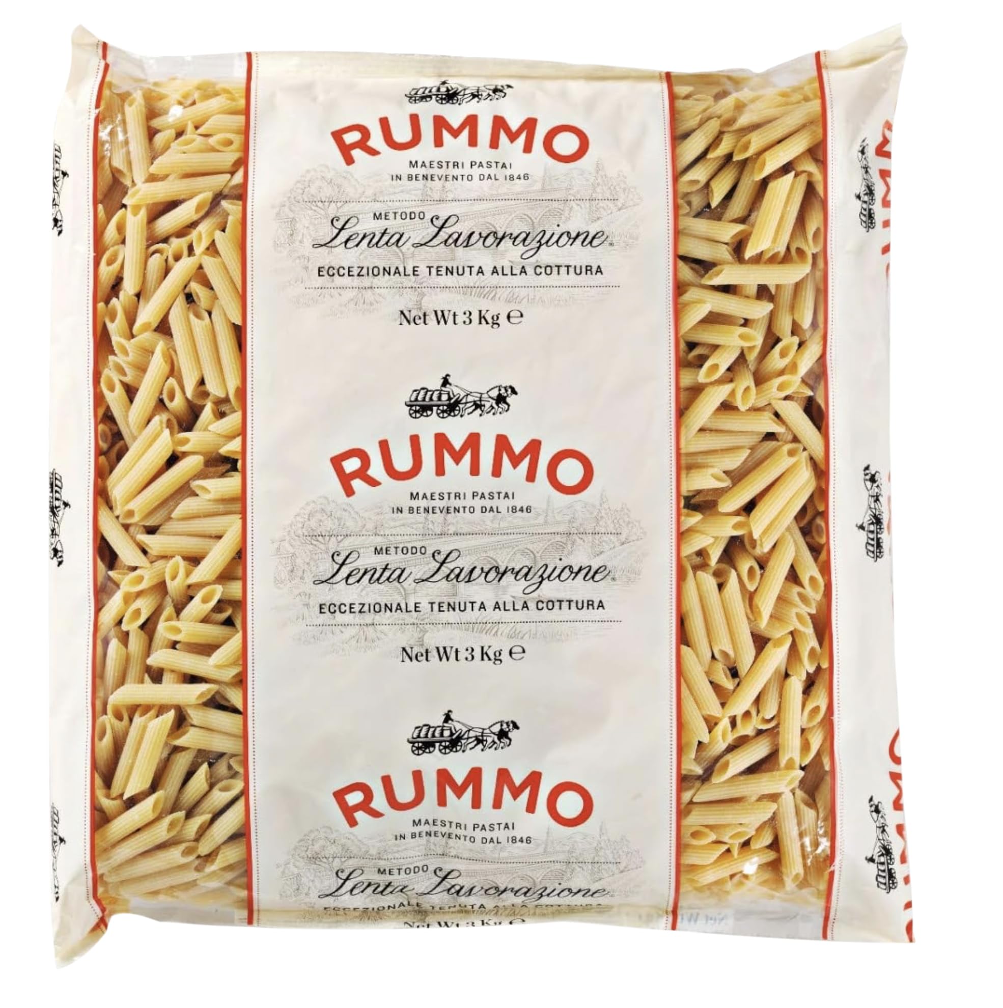 Rummo Penne Rigate No.66 Italian Pasta - 3kg Bulk Durum Wheat Bag