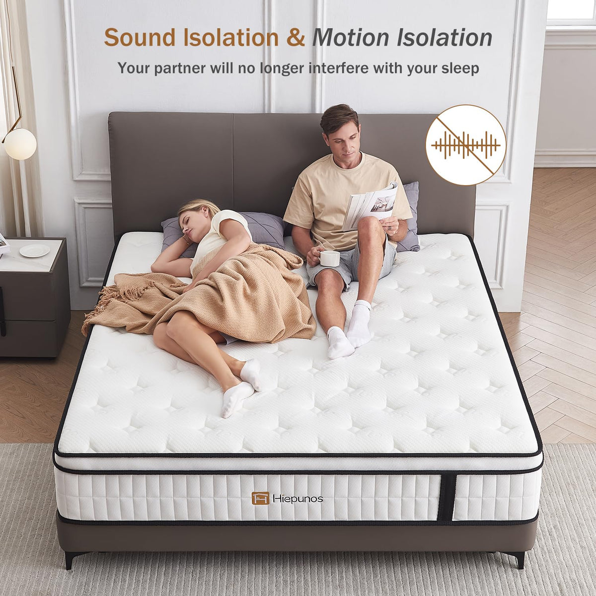 Hiepunos 3FT Single Mattress, 10.2 INCH Single Memory Foam Mattress, 9-Zone Pocket Sprung Medium Firm - image 5