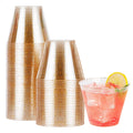 50-Pack Gold Glitter Plastic Cups | 9oz Reusable Party Glasses