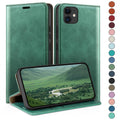 HUOUH iPhone 11 Wallet Case – RFID Blocking Leather Folio in Sea Green