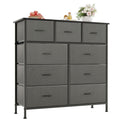 CAIYUN 9 Drawer Fabric Dresser | Bedroom Chest of Drawers - Black