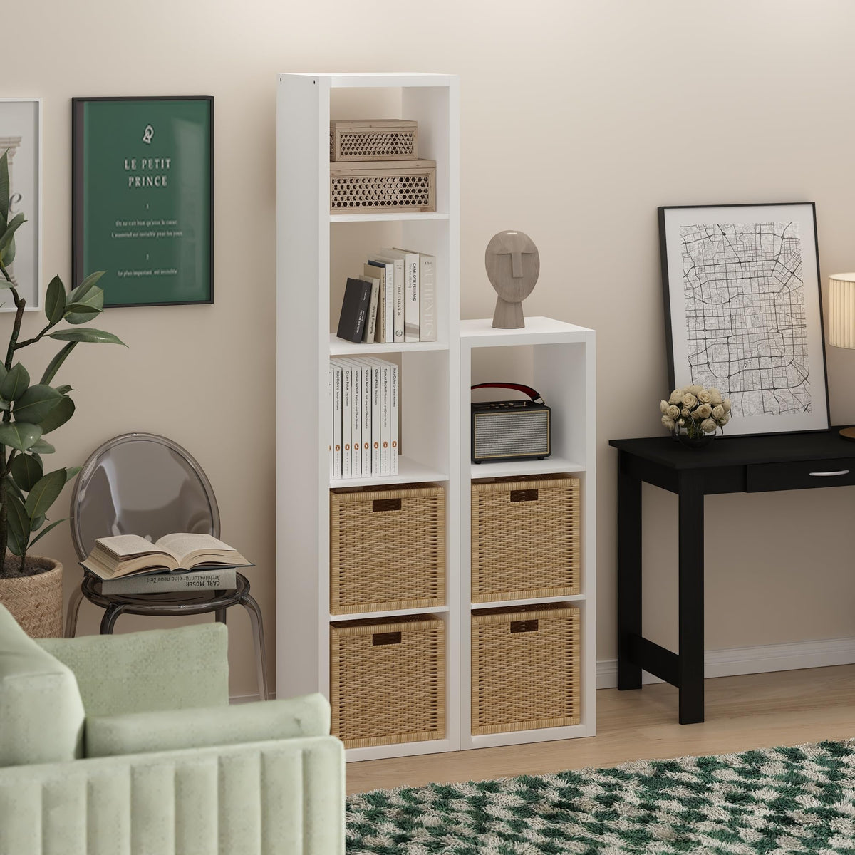 Furinno Cubicle Open Back Decorative Verticle Cube Storage Organizer, 5-Cube, White - image 2