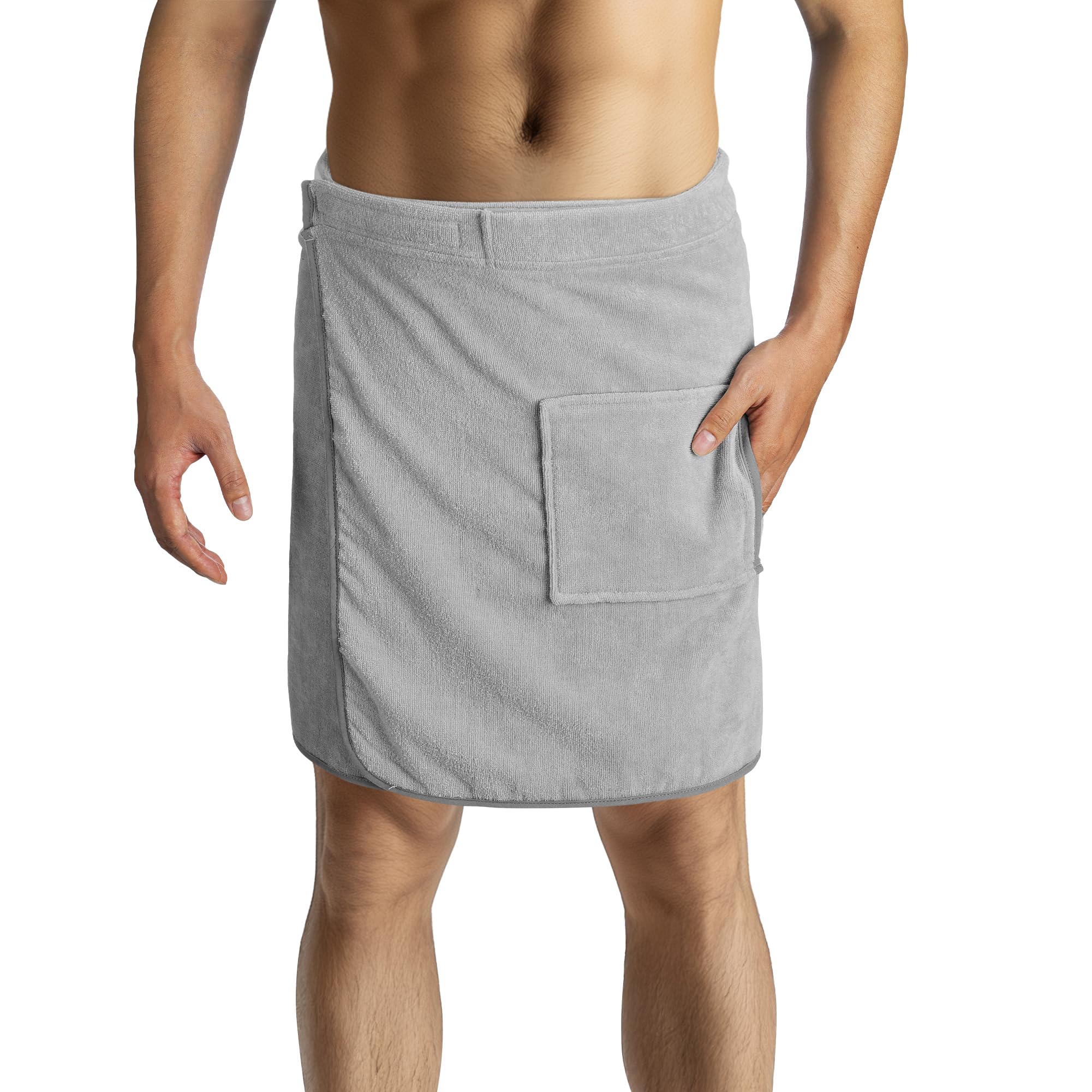 HOMELEVEL Men's Cotton Sauna Kilt – Absorbent Towel Wrap with Pocket