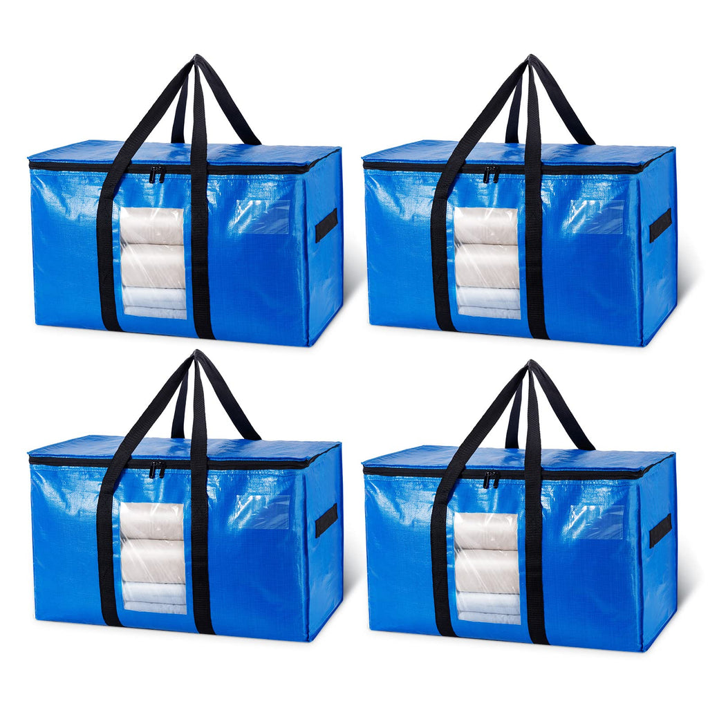 TAILI Heavy Duty Moving Bags - 4 Pack Extra Large 100L Storage with Zips