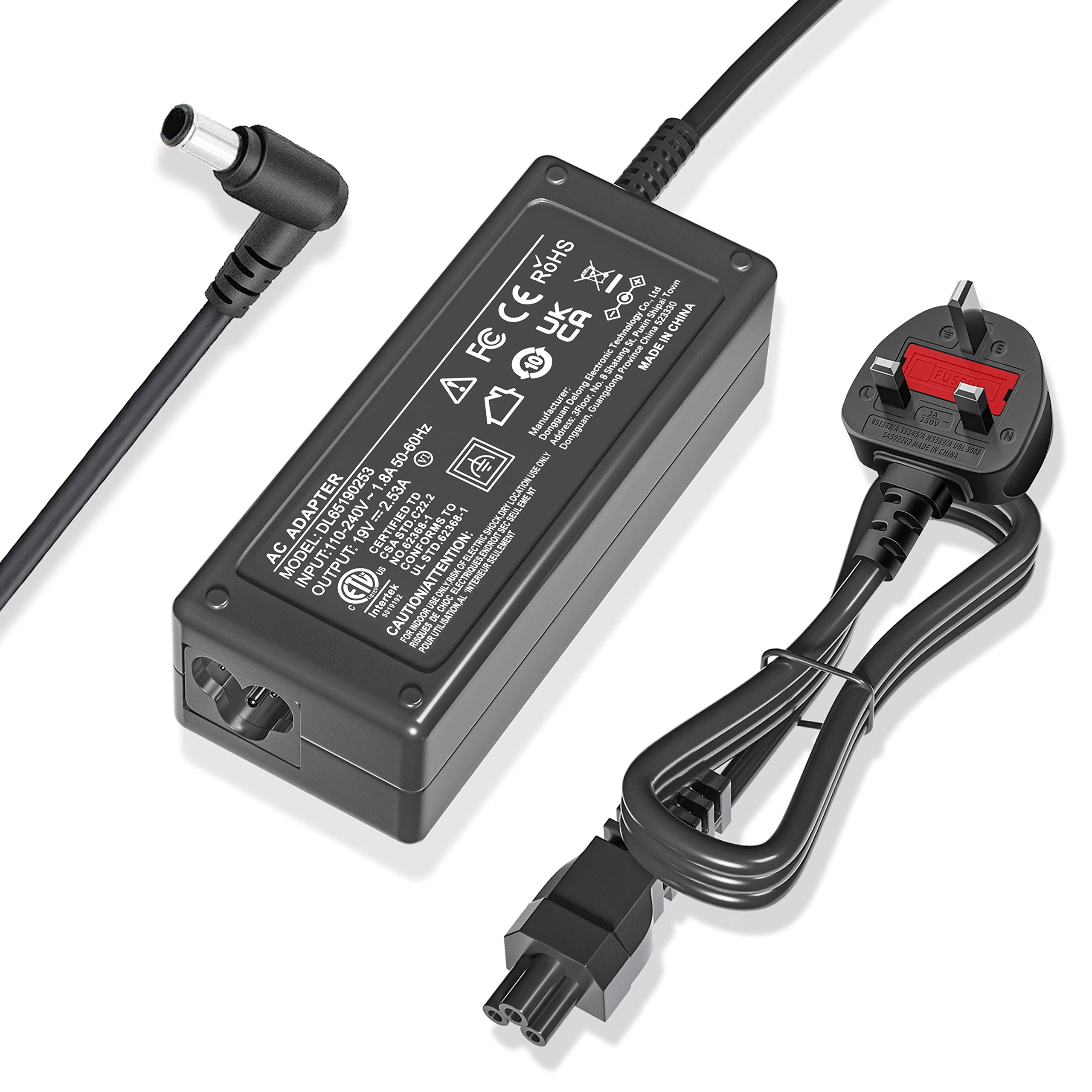 LG Monitor Power Adapter Charger 19V 2.53A for 19-34 inch LED LCD TV