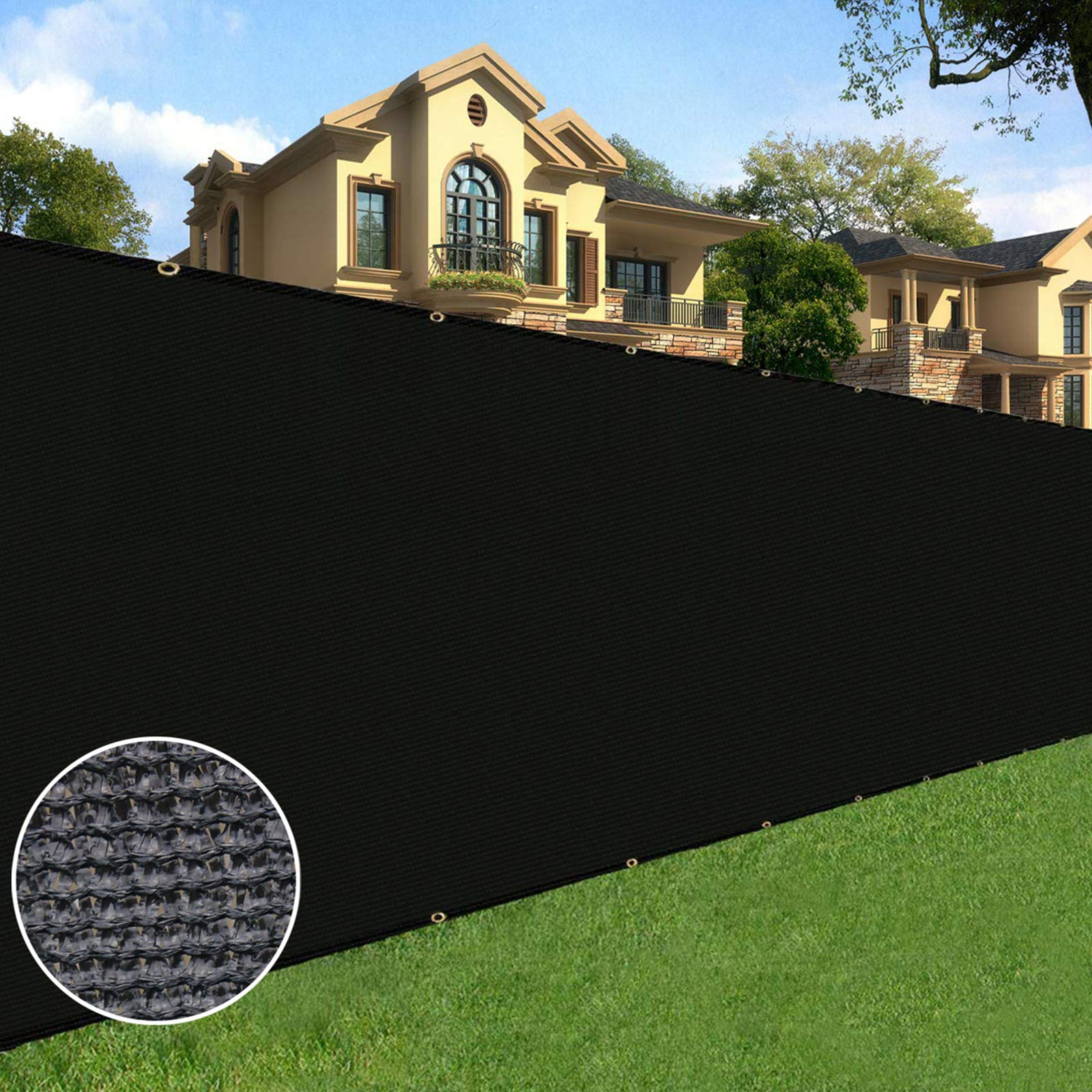 Sunnyglade Privacy Fence Screen - 5' x 50' Heavy Duty HDPE Mesh, Black
