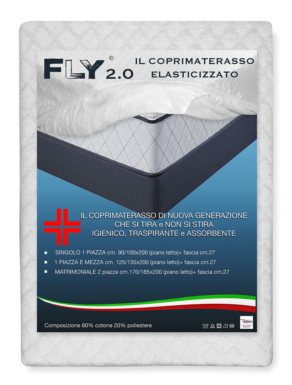 Fly 2.0 Terry Jacquard Elastic Mattress Topper with Corners - Double Bed for 2 Single Beds - image 1