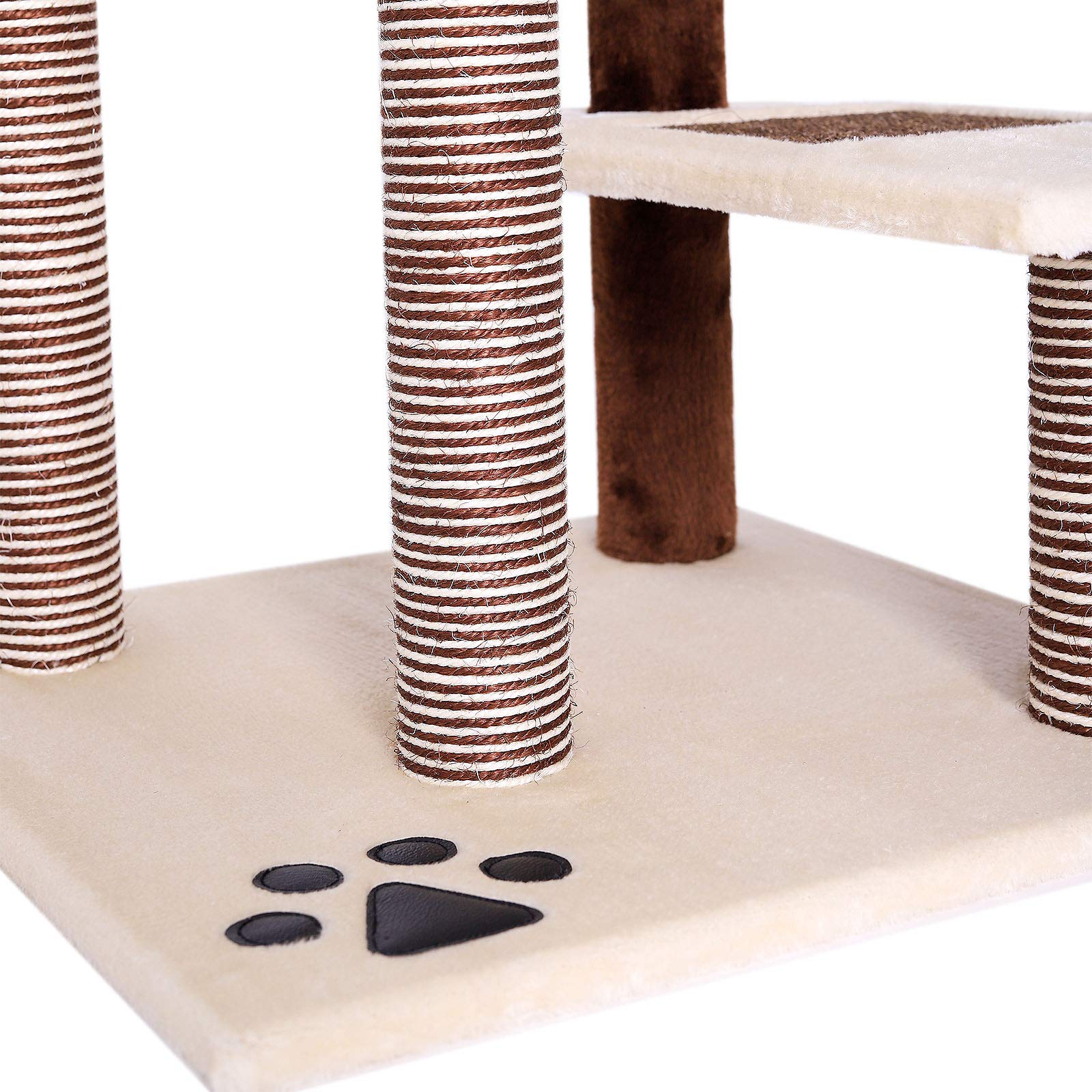 Dibea Cat Tree Activity Centre - 100cm Sisal Scratching Post (Beige/Brown)