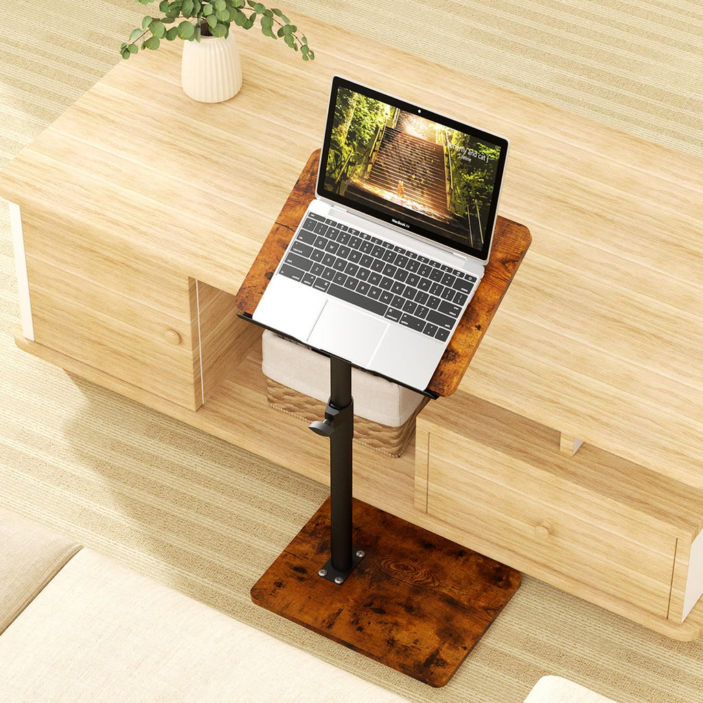 YUHFERA Sofa Armrest Tray Table – 360° Swivel Height Adjustable C-Table