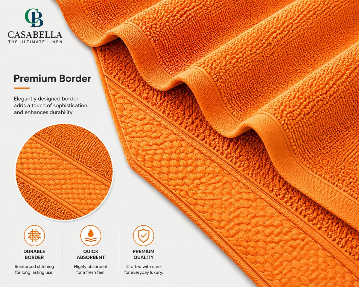 Casabella CB 2 Piece Jumbo Bath sheet 100% Combed Cotton Extra Large Bath Towel bale set super Absorbent Soft Orange 2 Pack 90X180 CM Bath-sheets for - image 5