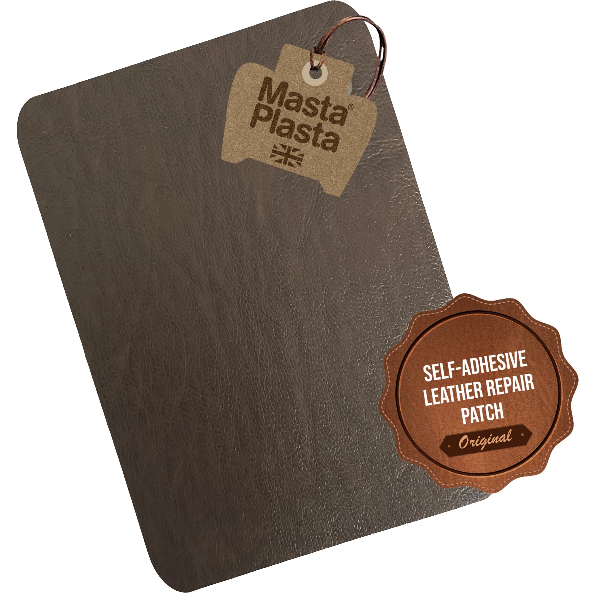 MastaPlasta Leather Repair Patch – Mid-Brown Self-Adhesive XL 28x20cm