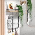 PENGARO Wall Mounted Towel Rack with Pine Wood Shelf and 3 Hooks