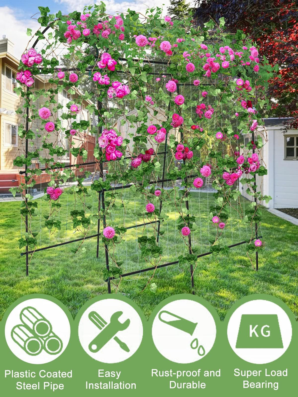 Kalolary 7ft Metal Garden Arch Trellis | Anti-UV Plant Support Tunnel